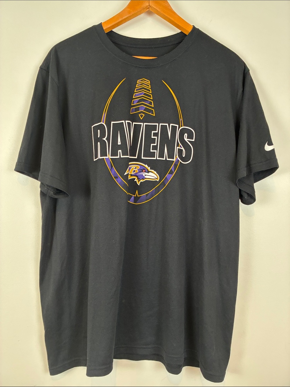 Nike Black Baltimore Ravens Graphic Tee Men’s XXL Dri-fit Short Sleeve T-Shirt